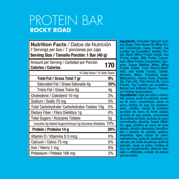 Rocky Road Protein Bar Menu